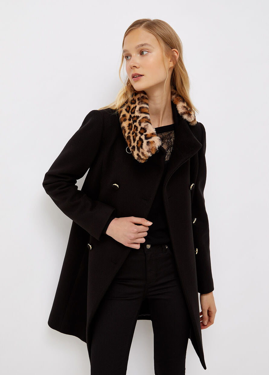 Cappotto Liu Jo con Collo Removibile / Nero - Ideal Moda