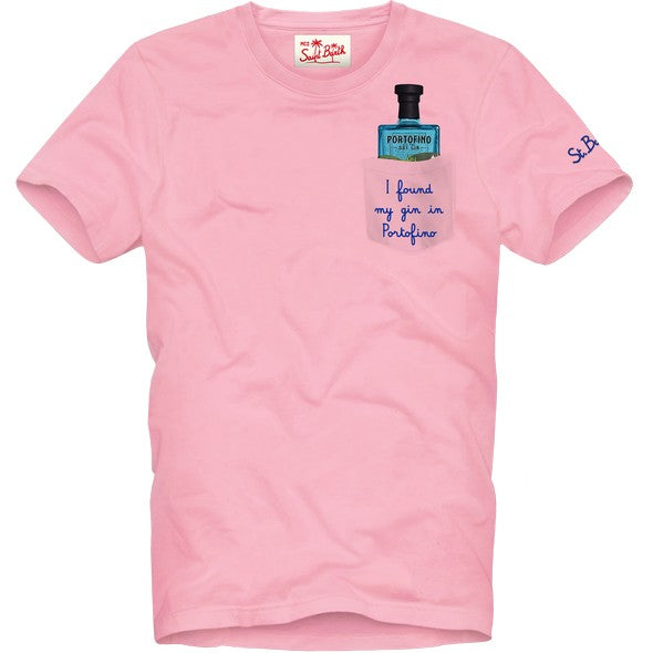 T-Shirt con Ricamo e Taschino Mc2 Saint Barth / Rosa - Ideal Moda