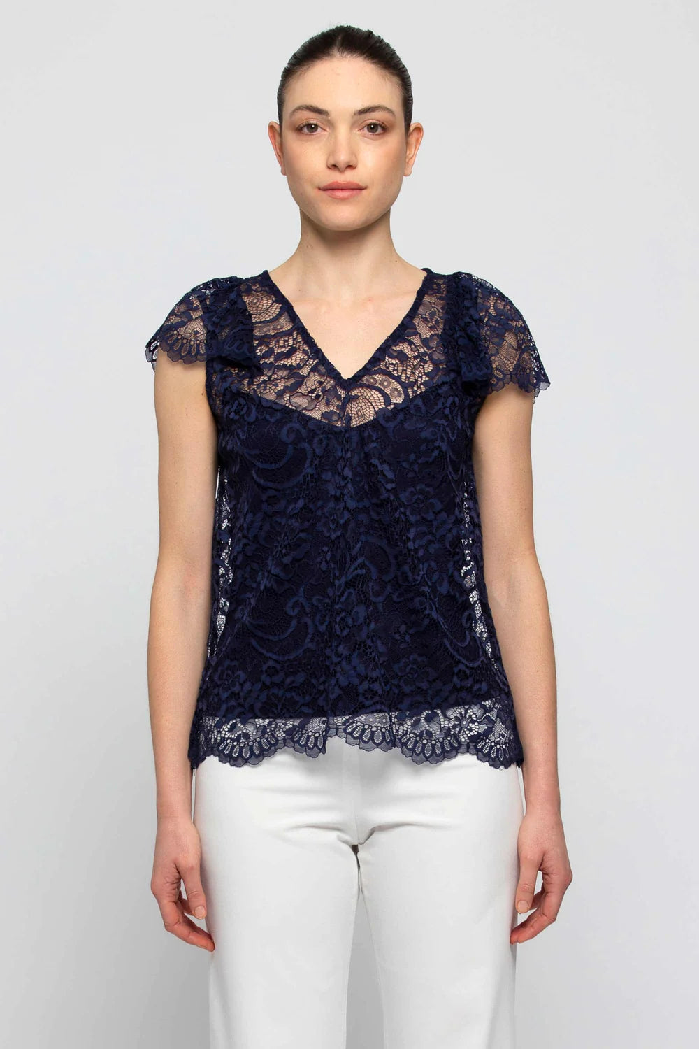 Blusa in Pizzo Kocca / Blu - Ideal Moda