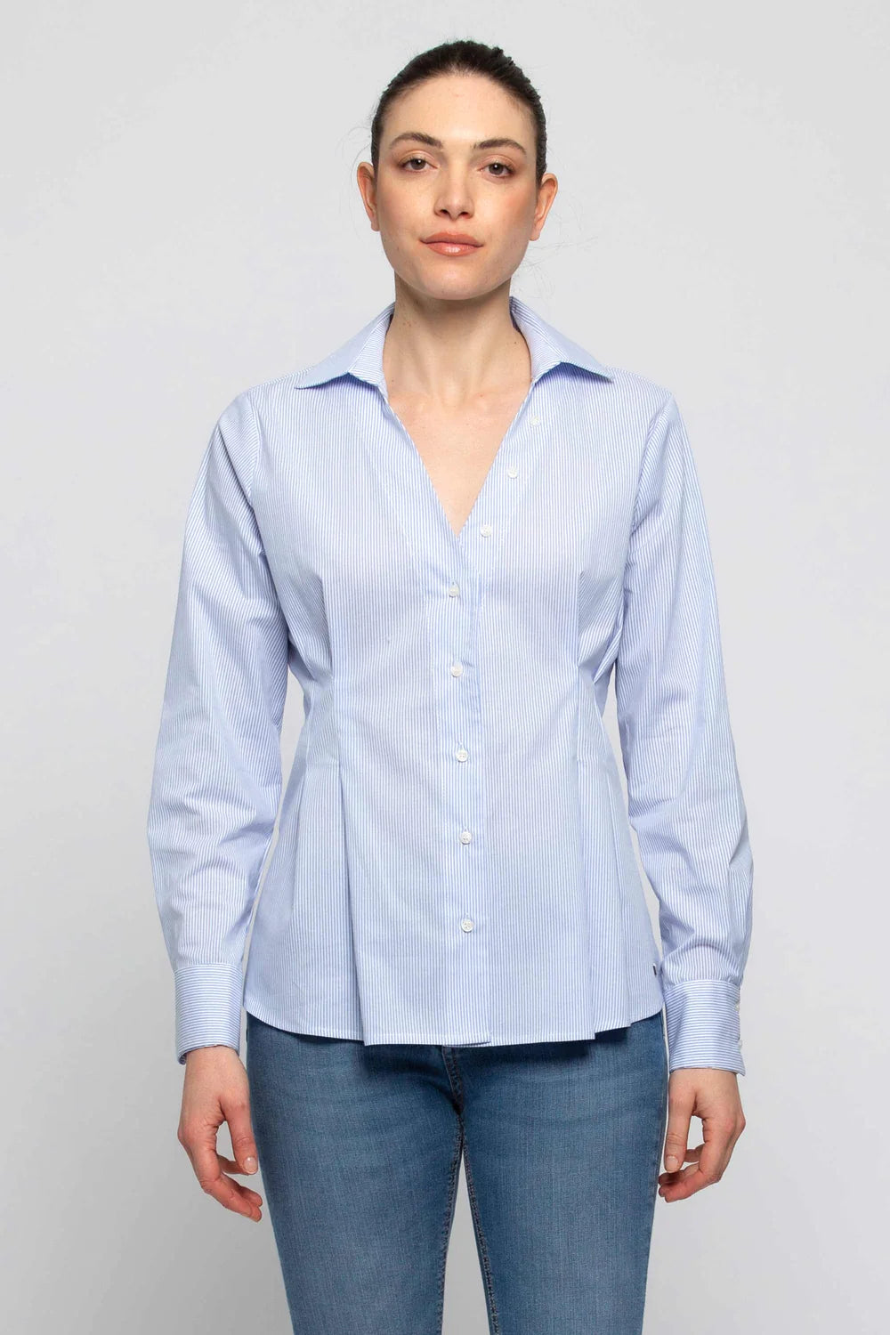 Camicia a Righe Kocca / Celeste - Ideal Moda