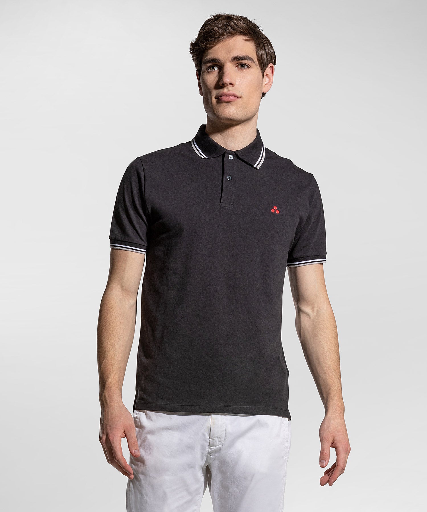 Polo a Maniche Corte in Cotone Stretch / Nero - Ideal Moda