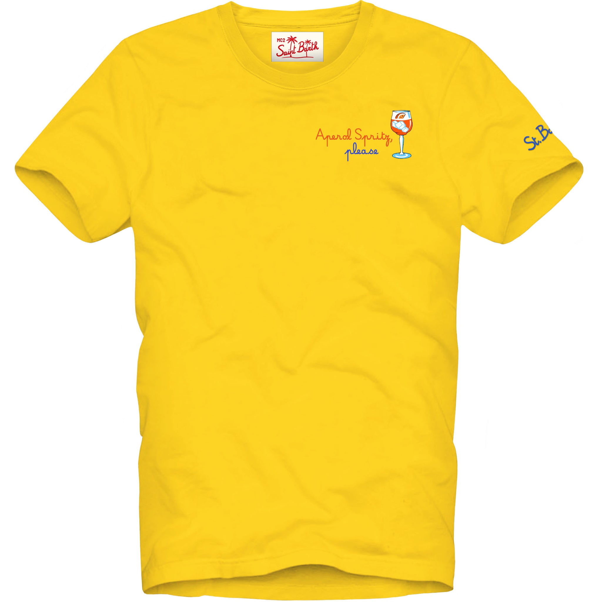 T-Shirt Portofino con Ricamo Mc2 Saint Barth / Giallo - Ideal Moda