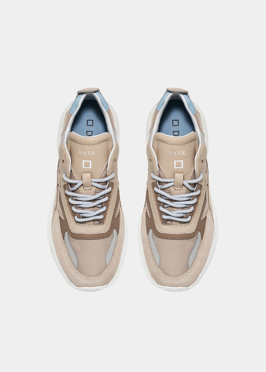 Sneaker DATE in Suede Fuga Nylon / Beige - Ideal Moda