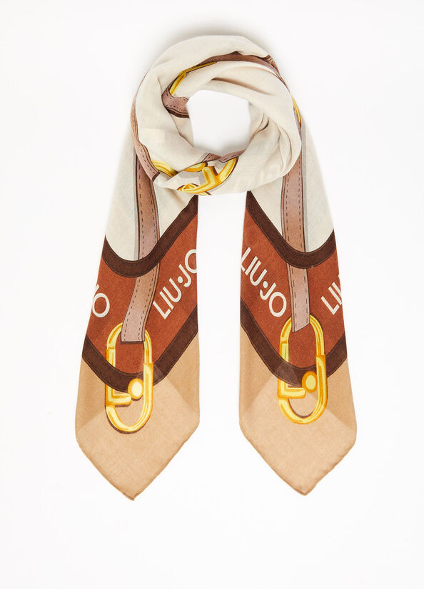 Foulard con Stampa Liu Jo / Beige - Ideal Moda