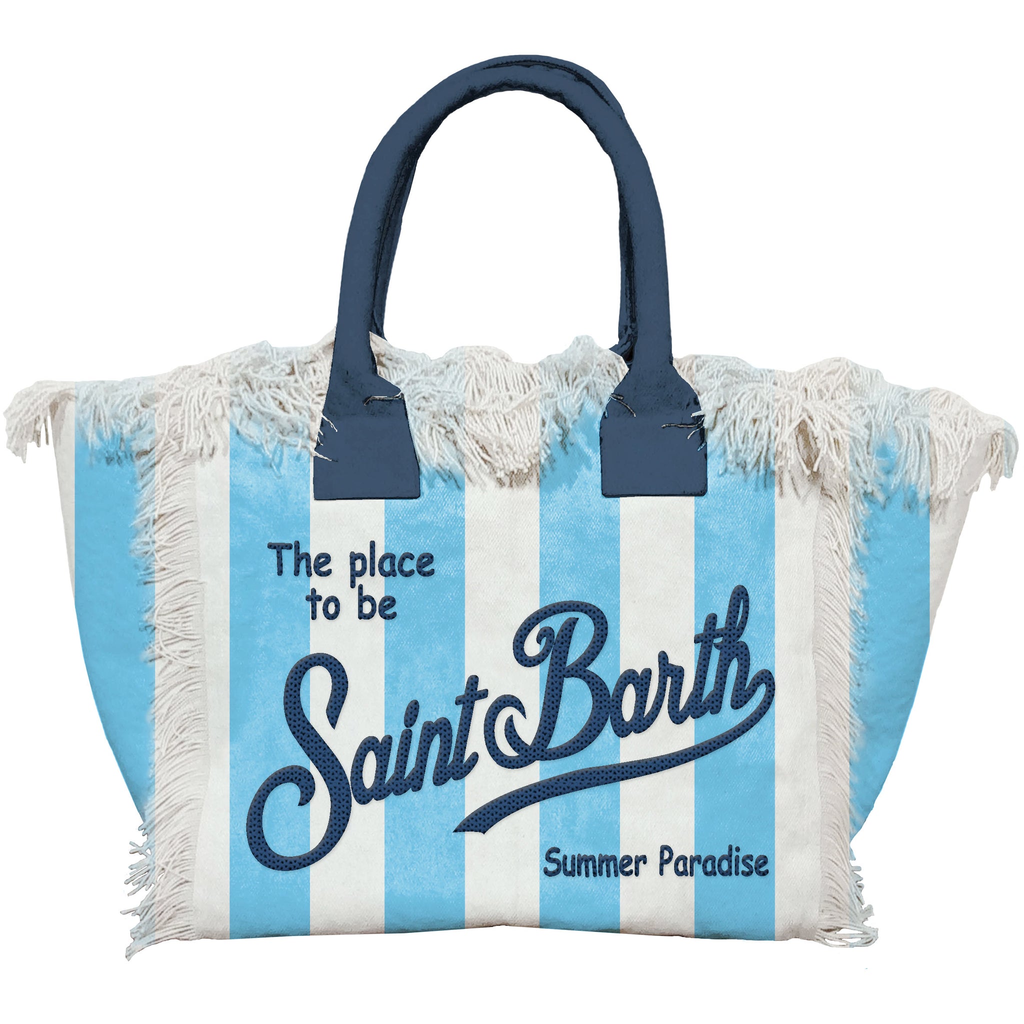 Borsa Vanity in Canvas con Logo Mc2 Saint Barth / Celeste - Ideal Moda