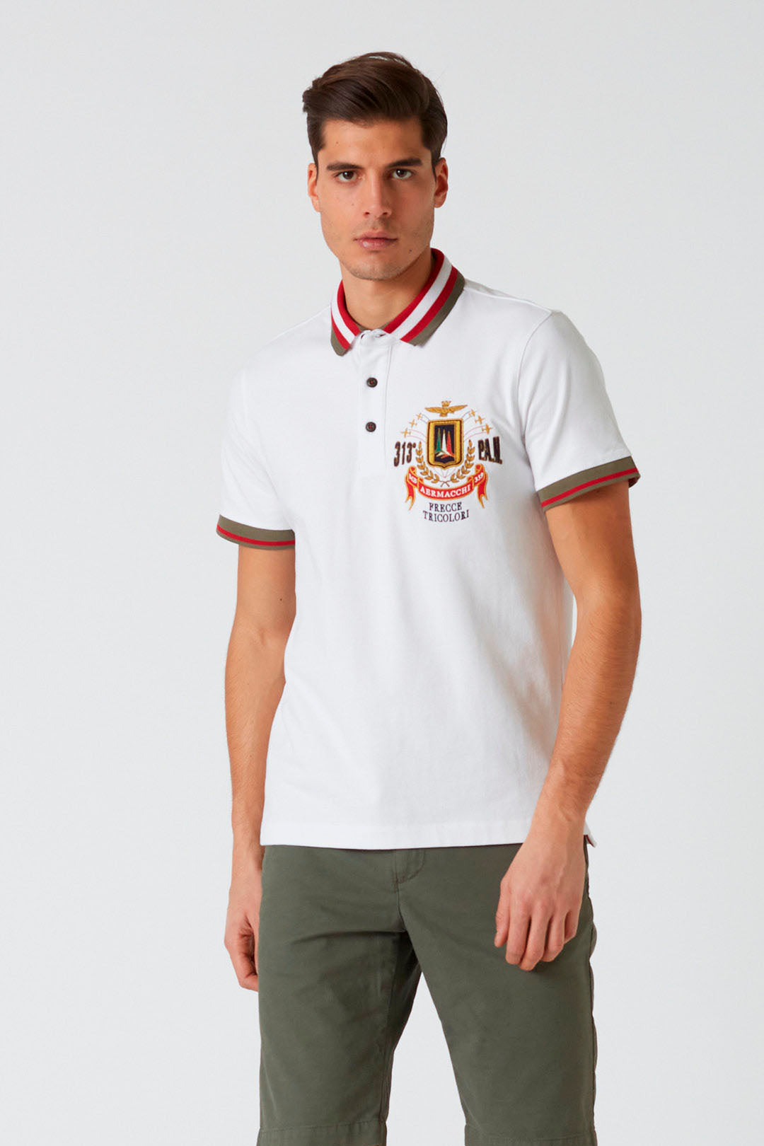 Polo con Ricami Aeronautica Militare / Bianco - Ideal Moda