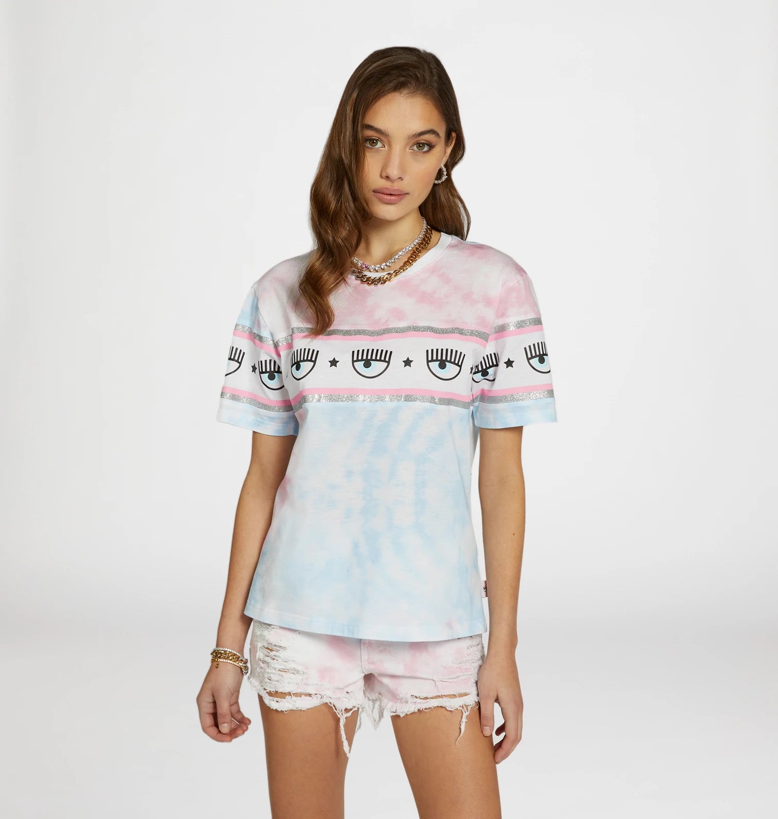 T-Shirt Chiara Ferragni Tie-Dye / Bianco - Ideal Moda