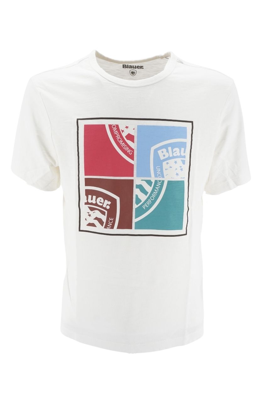 T-Shirt Blauer con Stampa / Bianco - Ideal Moda