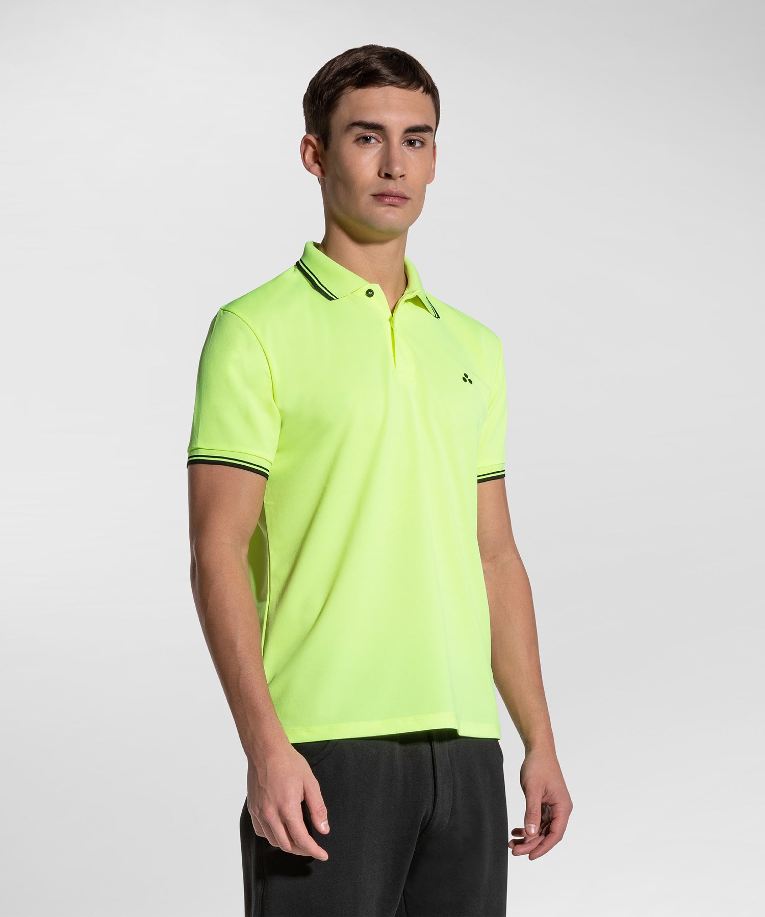 Polo in Piquet Fluo con Dettagli Grafici / Giallo - Ideal Moda