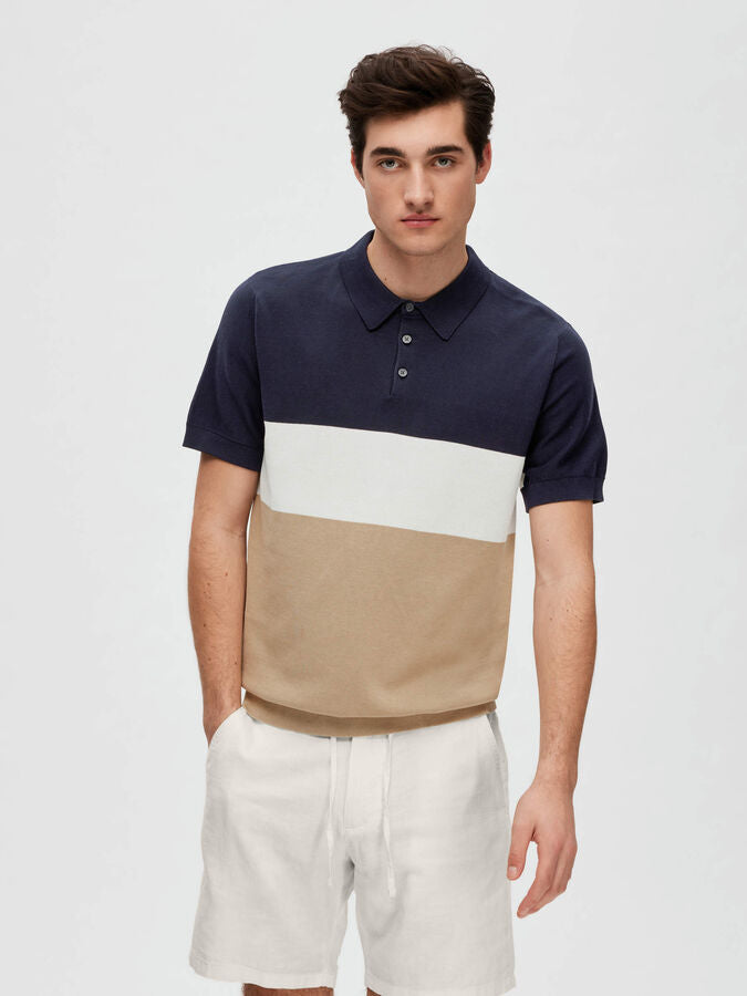 Polo con Contrasti Selected / Blu - Ideal Moda