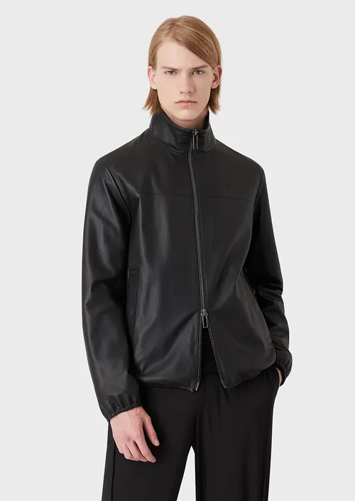 Giacca Emporio Armani in Pelle / Nero - Ideal Moda