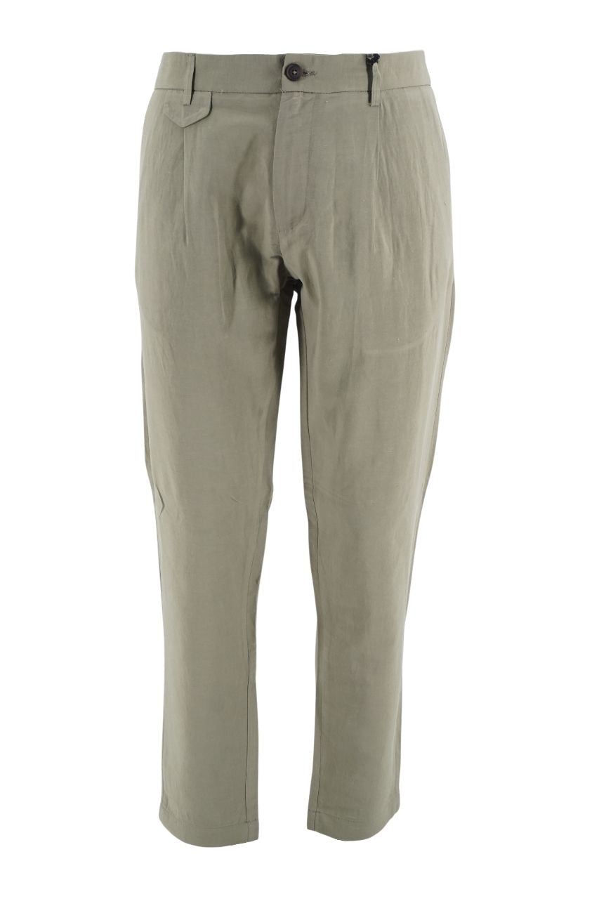 Pantalone in Cotone e Lino / Verde - Ideal Moda