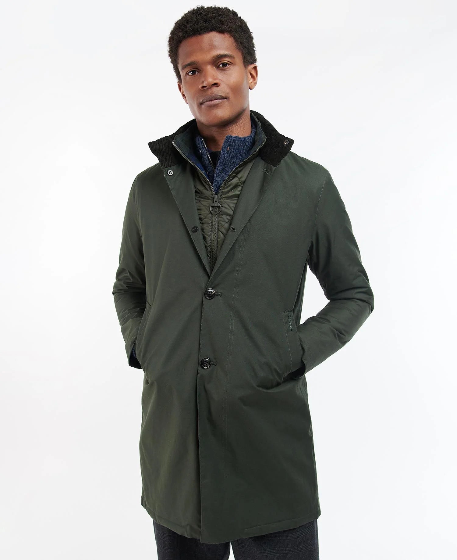 Barbour Long Trench Coat Green