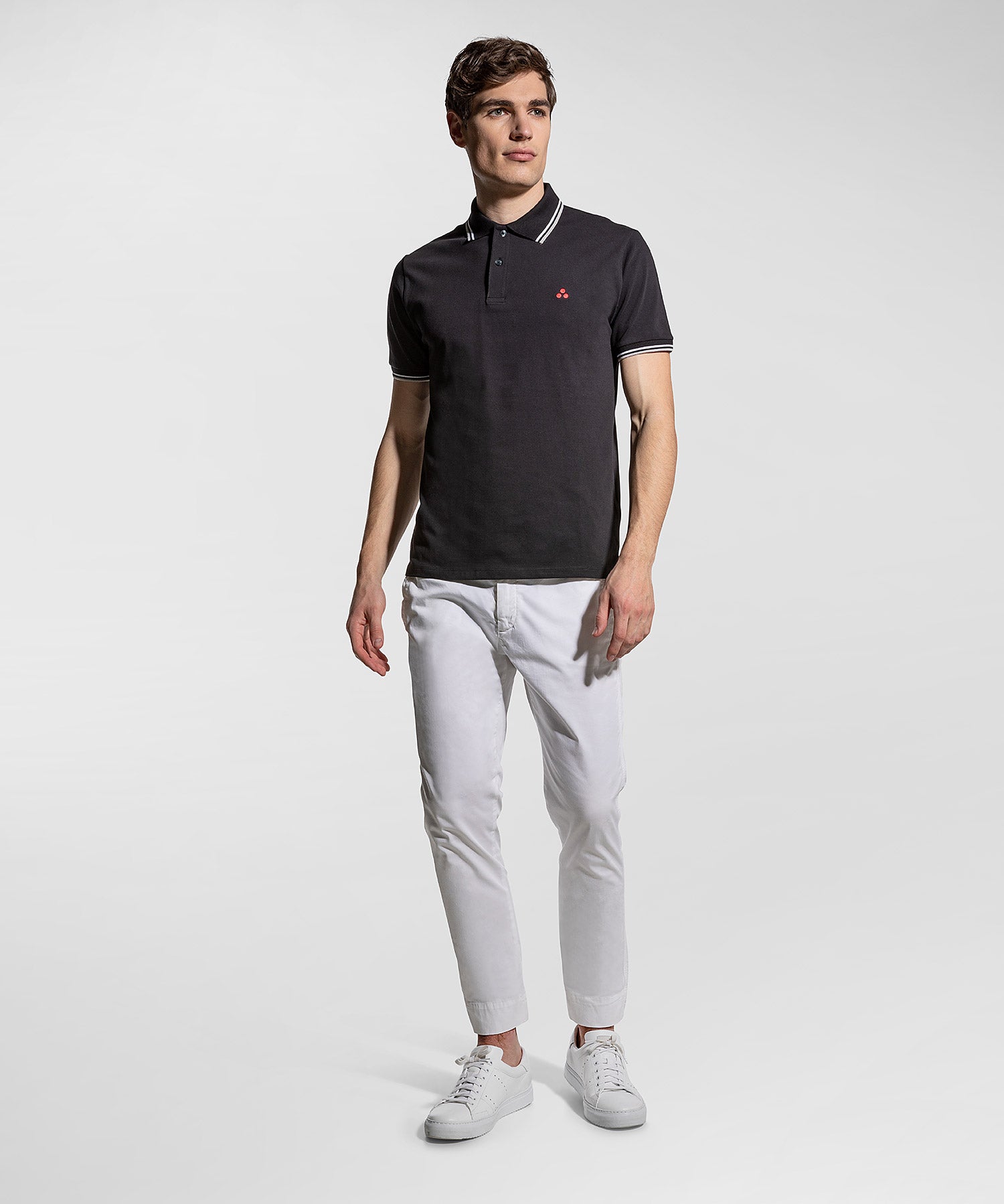 Polo a Maniche Corte in Cotone Stretch / Nero - Ideal Moda