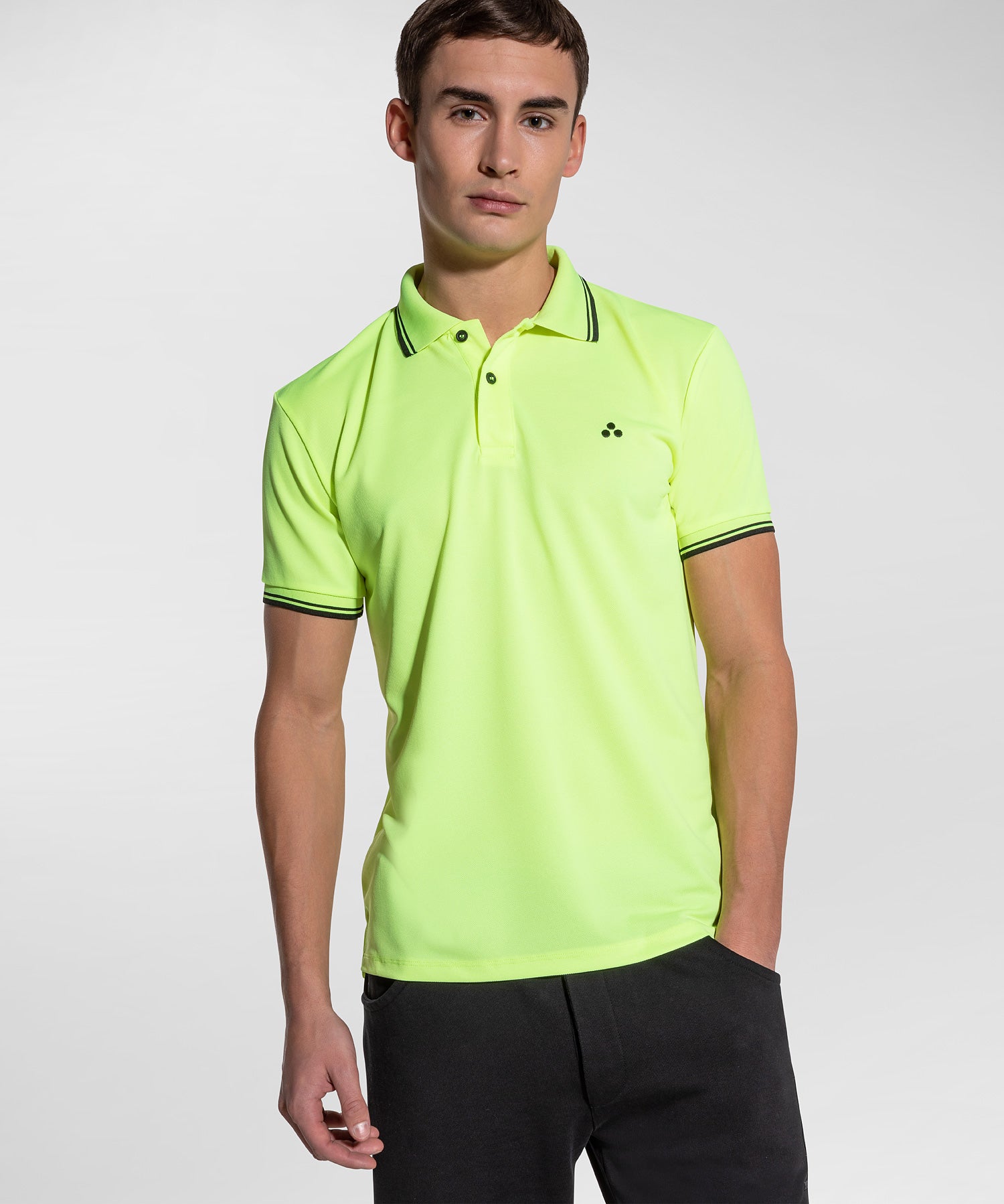 Polo in Piquet Fluo con Dettagli Grafici / Giallo - Ideal Moda