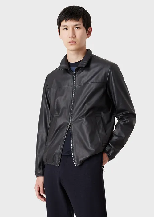 Emporio Armani Leather Jacket Blue