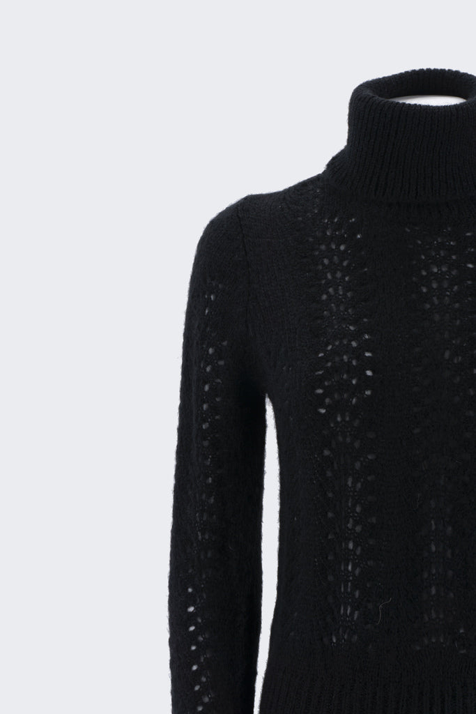 Maglia a Collo Alto in Misto Mohair / Nero - Ideal Moda