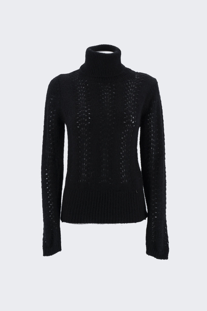 Maglia a Collo Alto in Misto Mohair / Nero - Ideal Moda