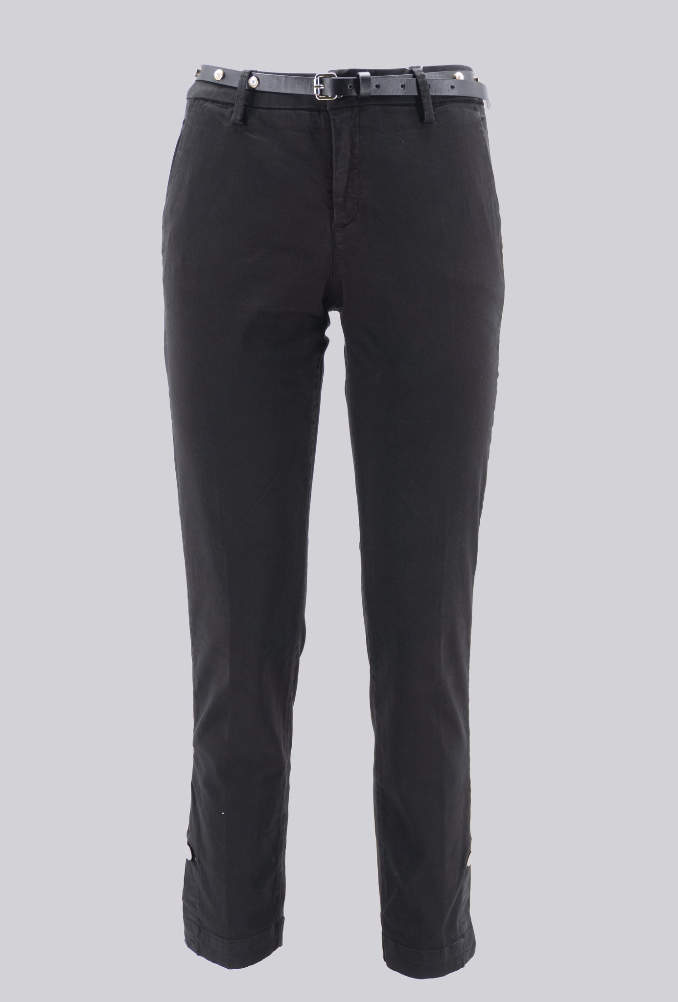 Pantalone chino con cintura / Nero - Ideal Moda