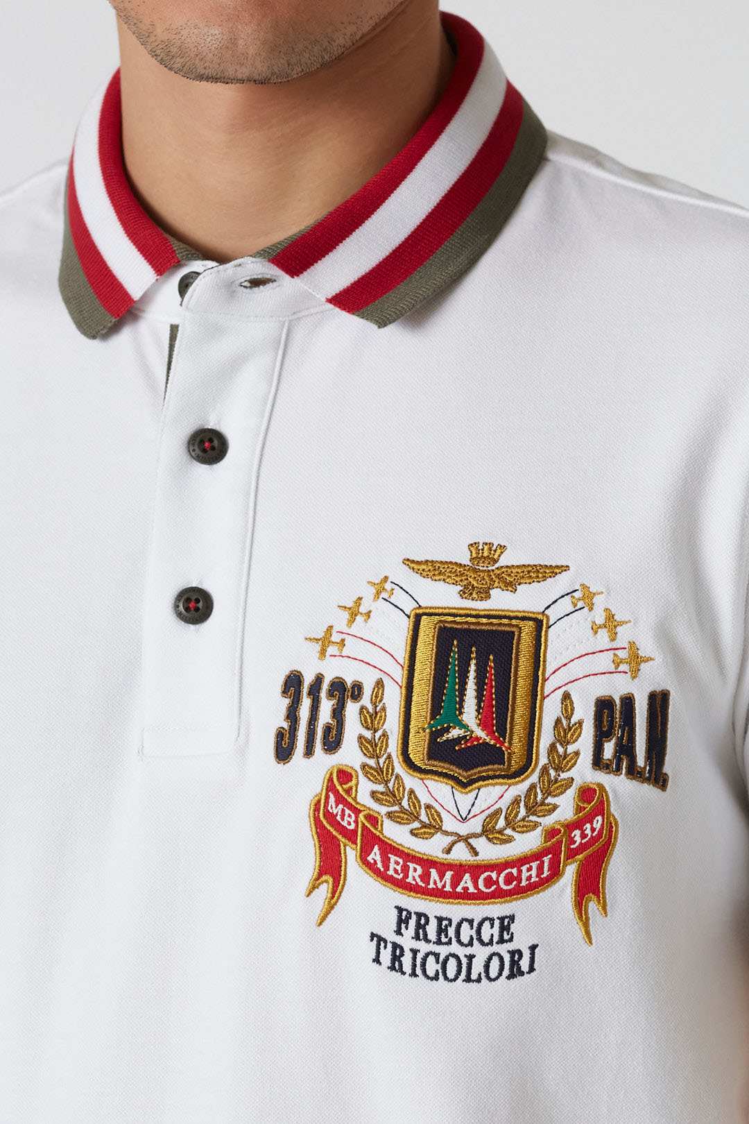 Polo con Ricami Aeronautica Militare / Bianco - Ideal Moda