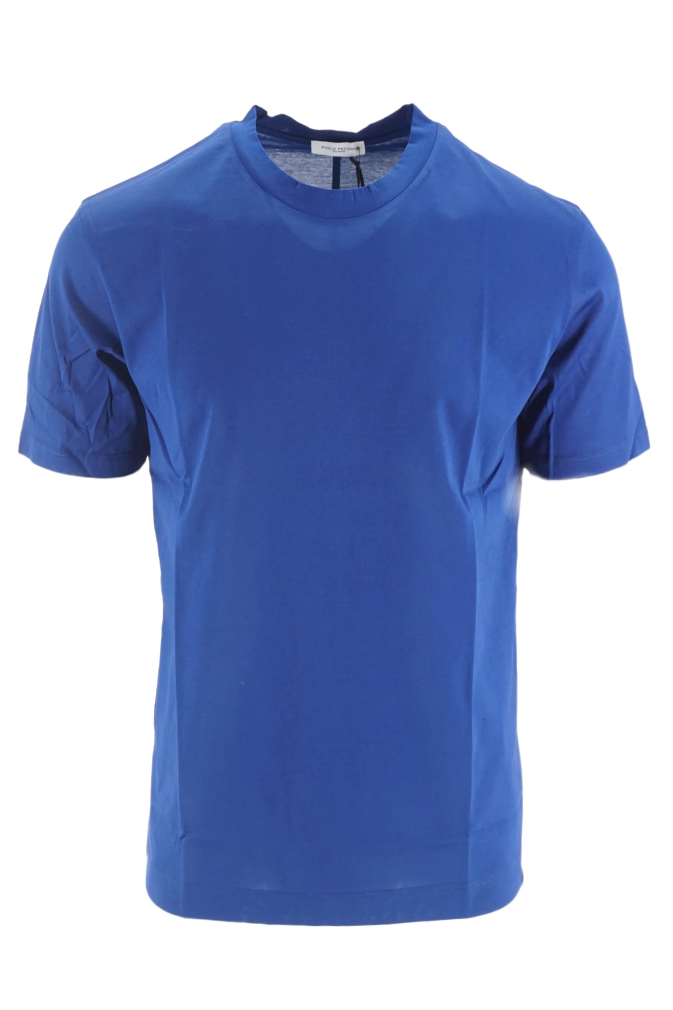 T-Shirt in Jersey Lucido di Cotone Paolo Pecora / Bluette - Ideal Moda