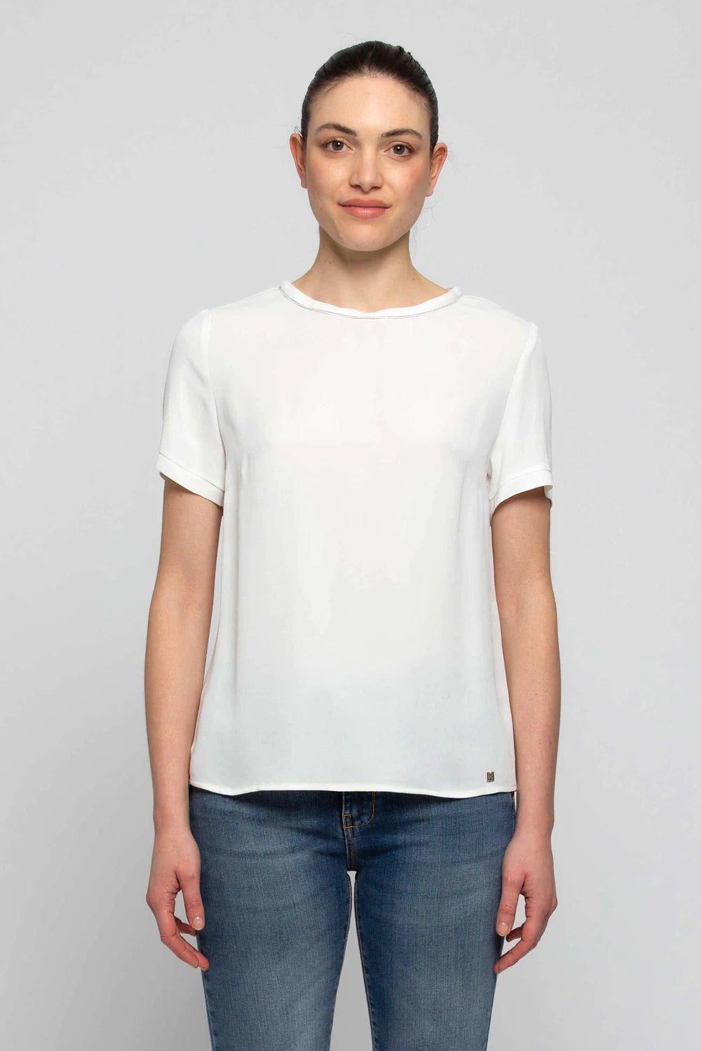 T-Shirt in Viscosa Kocca / Bianco - Ideal Moda