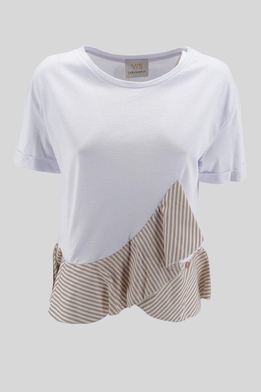 T-Shirt doppio tessuto / Beige - Ideal Moda