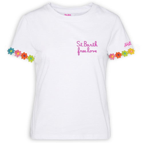 T-Shirt Mc2 Saint Barth con Ricamo / Bianco - Ideal Moda