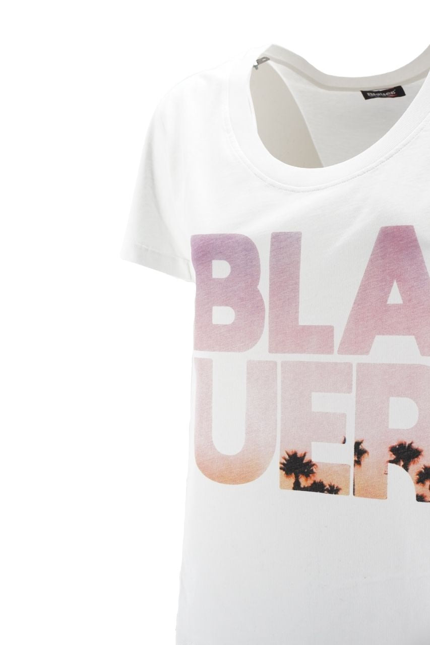 T-Shirt Blauer con Stampa / Bianco - Ideal Moda