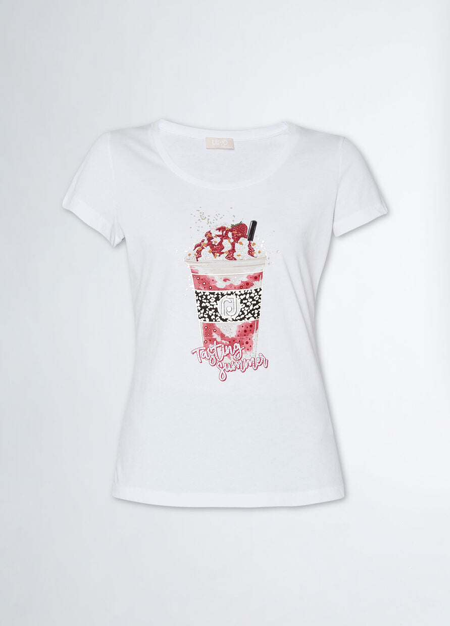 T-Shirt con Stampa Liu Jo / Bianco - Ideal Moda