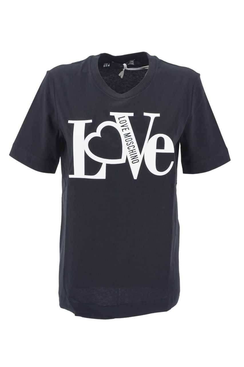 T-Shirt Love Moschino con Logo Gommato / Nero - Ideal Moda