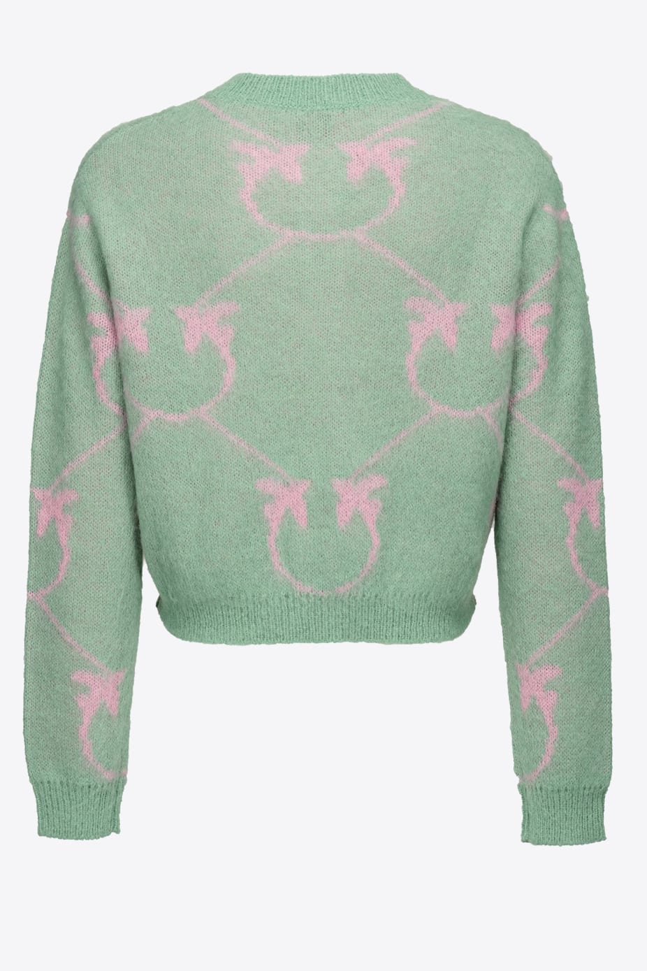 PINKO: monogram cardigan in mohair blend - Pink