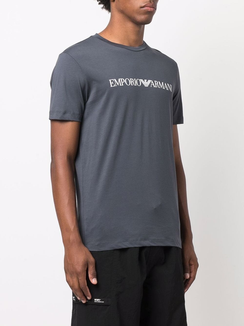 T-Shirt in Pima con Logo Emporio Armani / Grigio - Ideal Moda