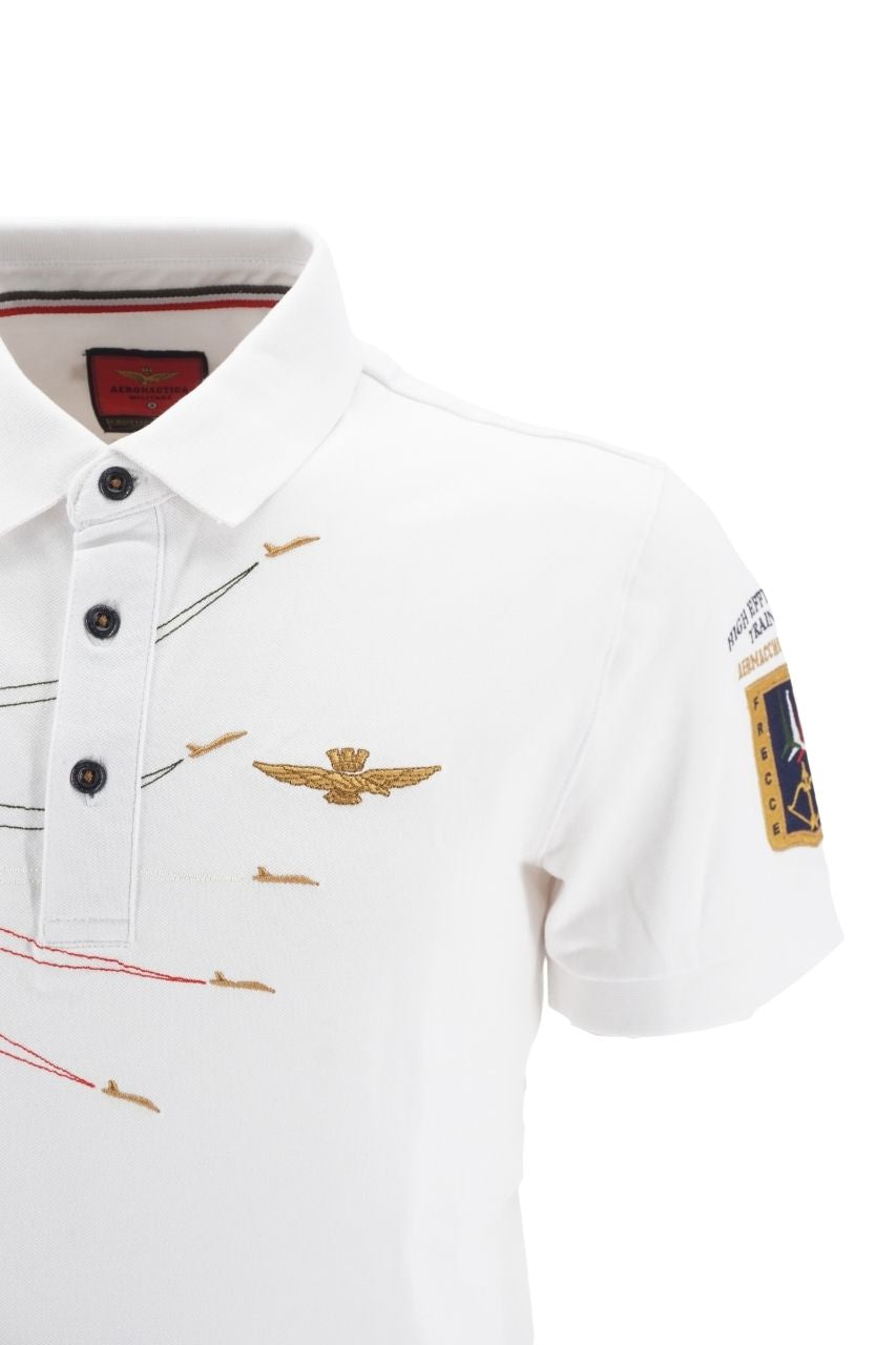 Polo Aeronautica Militare con Ricamo / Bianco - Ideal Moda