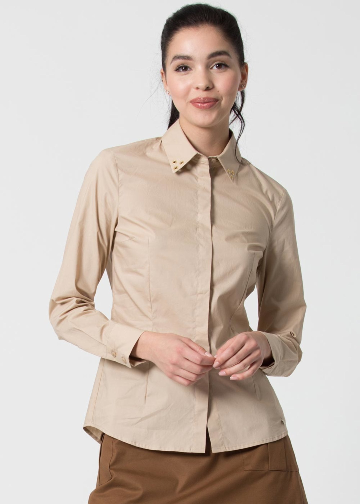 Camicia Kocca con Applicazioni / Beige - Ideal Moda