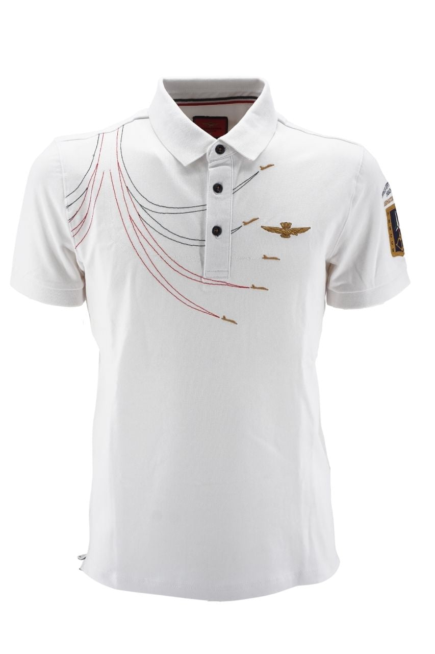 Polo Aeronautica Militare con Ricamo / Bianco - Ideal Moda