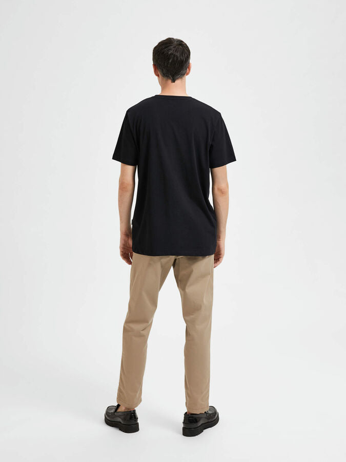 T-Shirt Girocollo in Cotone Selected / Nero - Ideal Moda