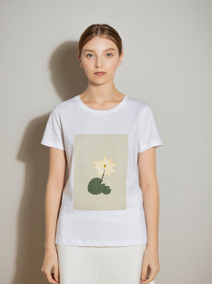 T-Shirt in Cotone Organico / Bianco - Ideal Moda