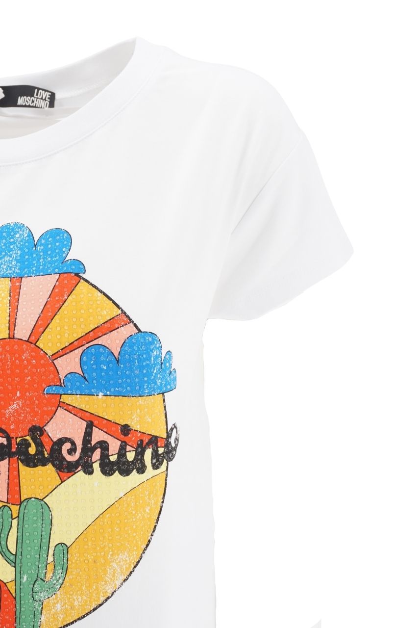 T-Shirt Love Moschino con Applicazioni / Bianco - Ideal Moda