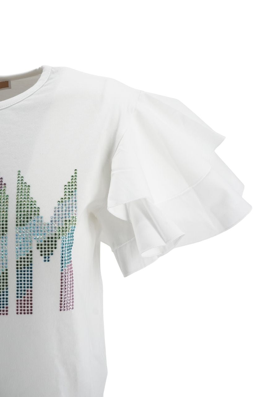 T-Shirt con Strass Kocca / Bianco - Ideal Moda