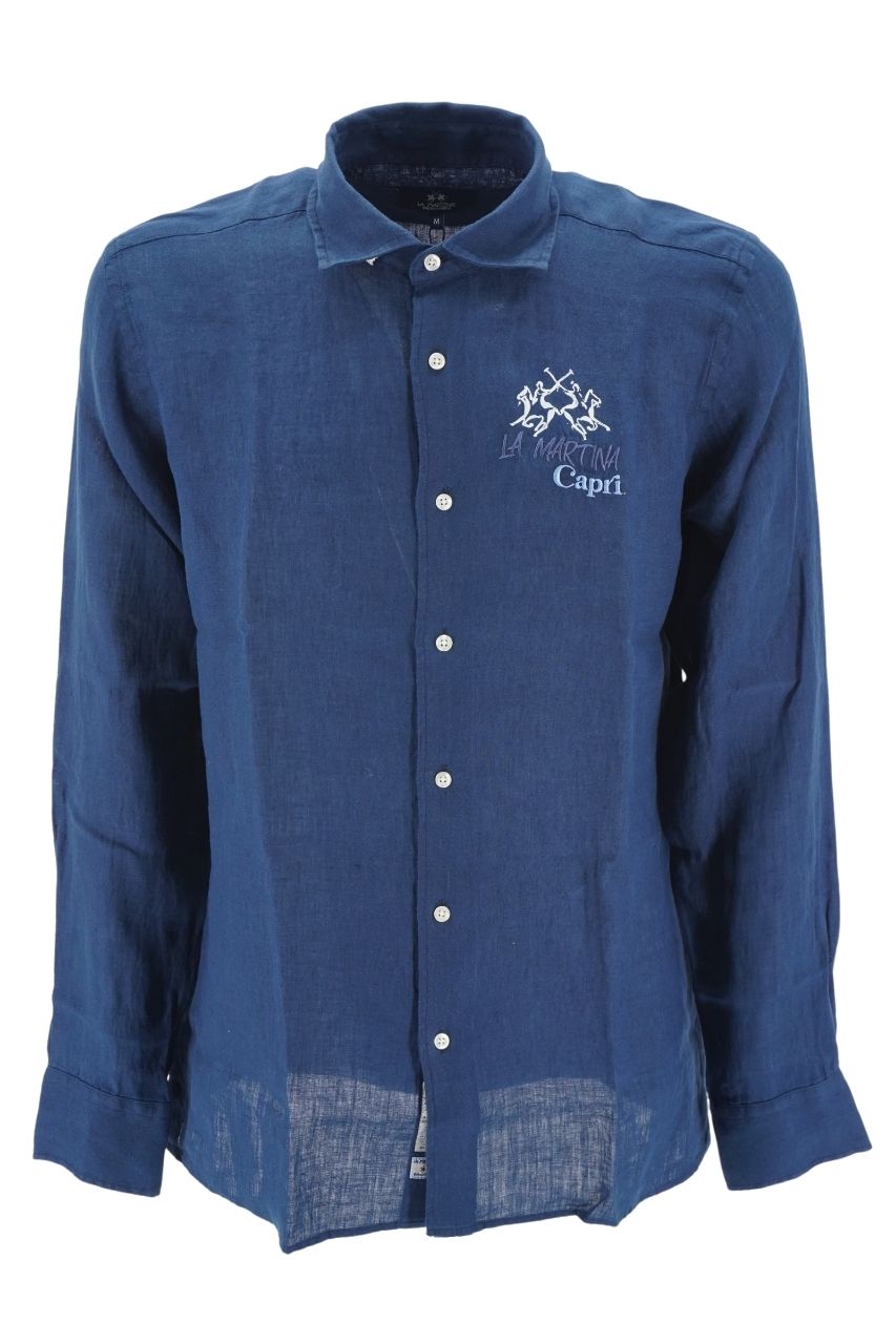 Camicia La Martina in Lino / Blu - Ideal Moda