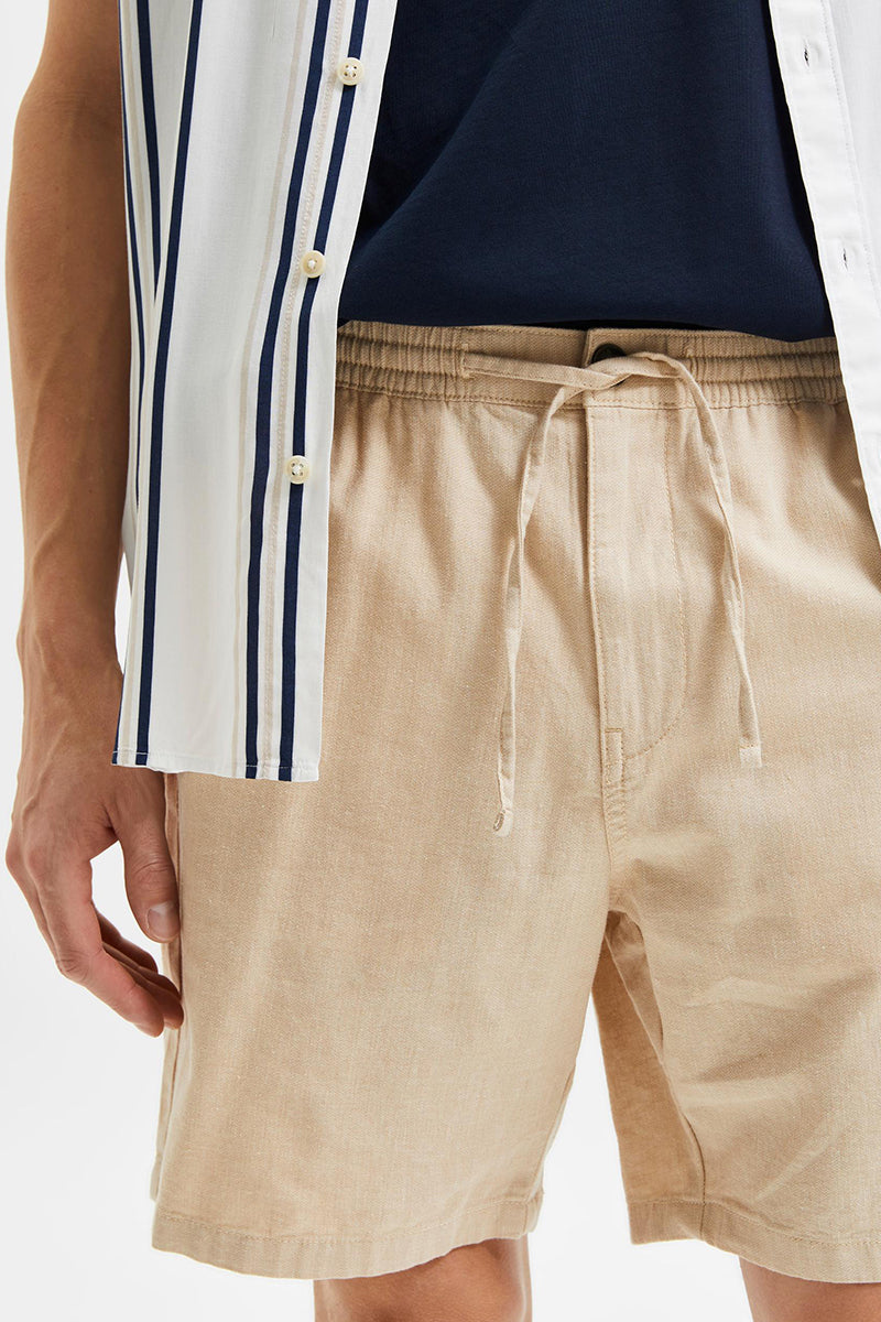 Shorts Selected in Misto Lino / Beige - Ideal Moda