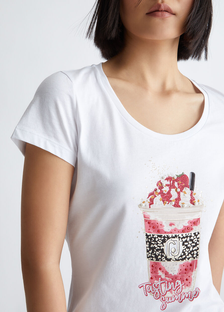 T-Shirt con Stampa Liu Jo / Bianco - Ideal Moda